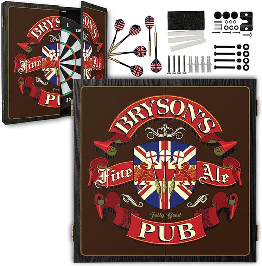 THOUSAND OAKS BARREL CO. | Personalized Dartboard & Cabinet Set with 6 Steel Tip Darts