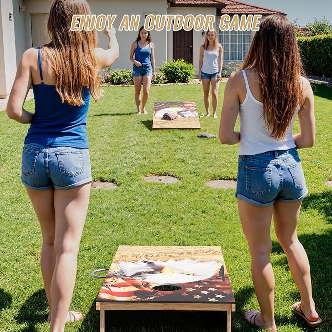Cornhole Board Set,Corn Hole Games for Adults Outdoor,2X4FT Solid Wood Regulation Cornhole Boards with 8 Cornhole Beans Bags & Carry Case