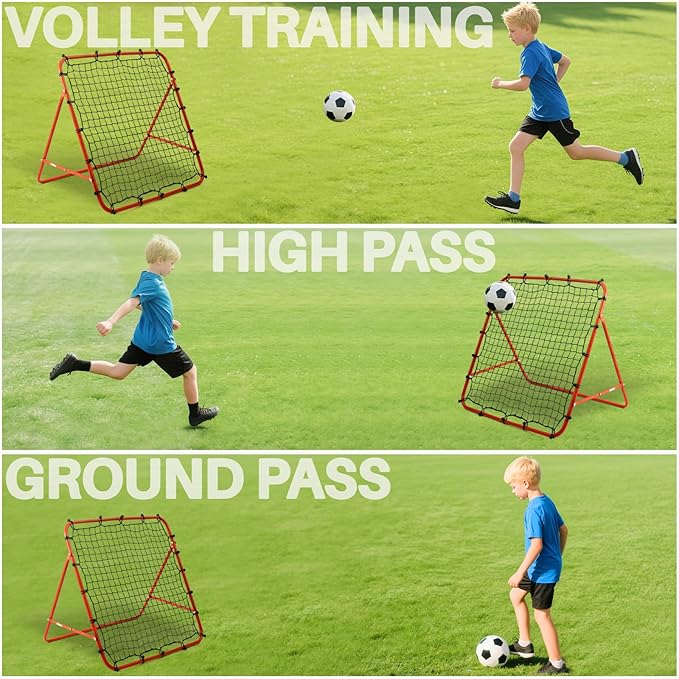 Soccer Rebounder Net - Portable Bounce Back Trainer for Soccer, Baseball, Softball & Lacrosse | Adjustable Practice Target Pitchback Net for Backyard Training Equipment Gift for Kids & Adults