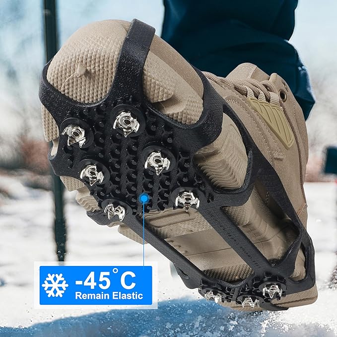 Ice Snow Cleats for Shoes and Boots,Snow Walk Traction Cleats Crampons Non-Slip 9 Point Cleats Ice Snow Grippers Overshoe for Women Men Kids Walking on Snow & Ice