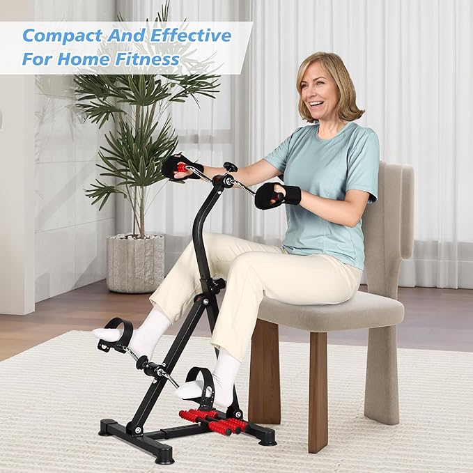 Adjustable Pedal Exerciser Bike for Seniors,Hand Arm Leg and Knee Therapy, Stroke Recovery, Portable Fitness Equipment for Total Body Workout - Great Gift for Elderly Rehab