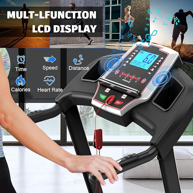 Walking Pad Treadmill Treadmills for Home Folding Treadmill with Incline 3.5HP Quiet Brushless, Running Machine 330 Lbs Capacity, App, Pulse Sensor Heart Rate with LCD Display Holder for Cup & Phone