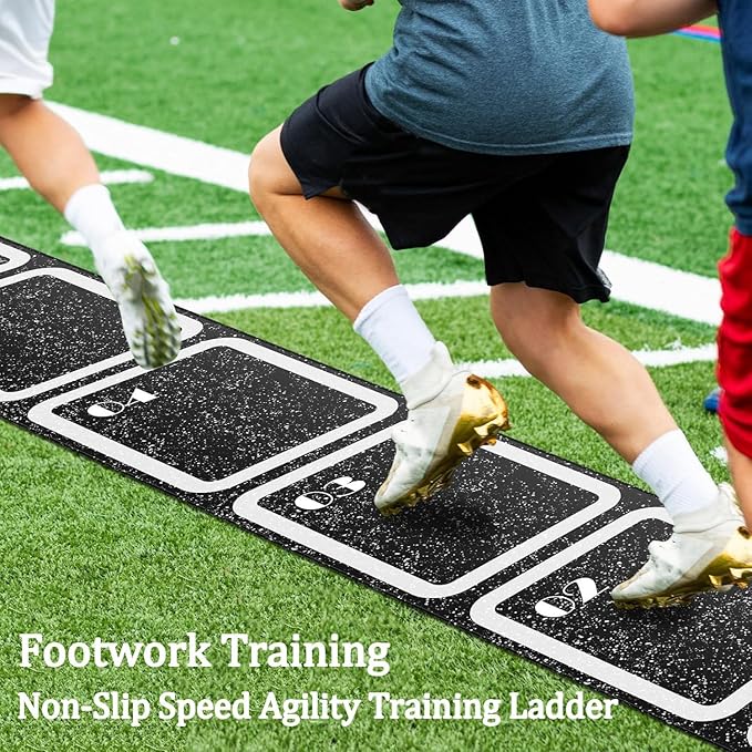 Non-Slip Rubber Agility Ladder, Speed Agility Training Ladder Mat, Agility Training Equipment for Soccer and Basketball Footwork and Speed Training (4.5m/ 14.76ft)