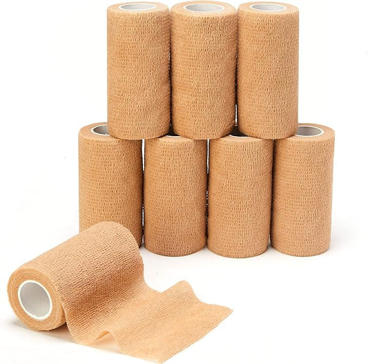 Self Adhesive Bandage Tape (3 Inches X 5 Yards), Elastic Cohesive Bandage Medical Wrap for First Aid, Sports, Wrist & Ankle (4 inch, Count, 12)