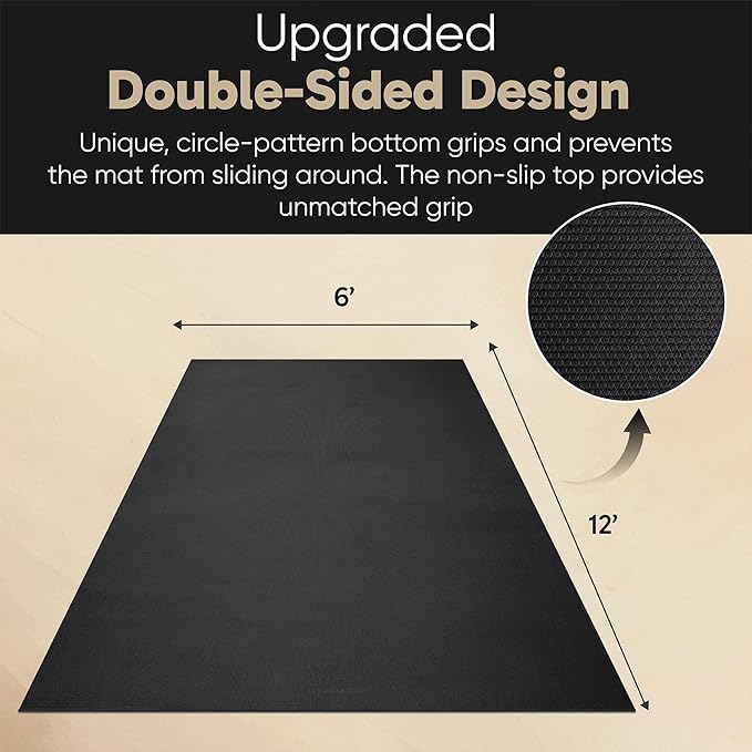Gorilla Mats Premium Large Yoga Mat – 7' x 5' x 8mm Extra Thick & Ultra Comfortable, Non-Slip Barefoot Exercise Mat – Works Great on Any Floor for Stretching, Cardio or Home Workouts