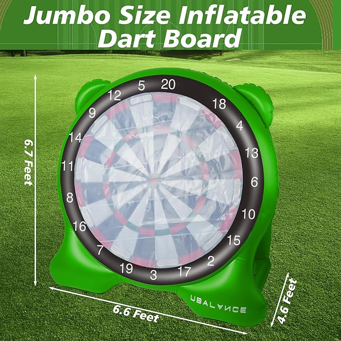 UBALANCE Giant Inflatable Dart Board for Adults, 6ft Outdoor Yard Games with 26 Sticky Balls, Soccer Tennis Golf Fun, Carnival Backyard Party & Lawn Sports