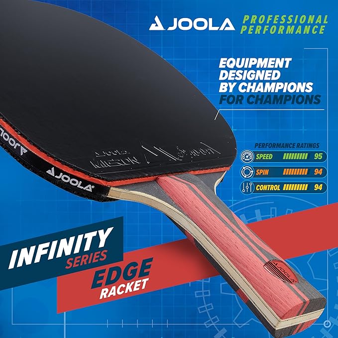 JOOLA Infinity Edge - Tournament Performance Ping Pong Paddle w/ Carbon Pro Technology - Black Rubber on Both Sides - Competition Ready - Table Tennis Racket for Advanced Training - Designed for Speed