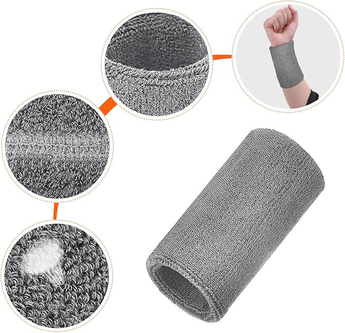 Willbond 6 Inch Wrist Sweatband Sport Wristbands Elastic Athletic Wrist Bands for Sports 2 Pieces