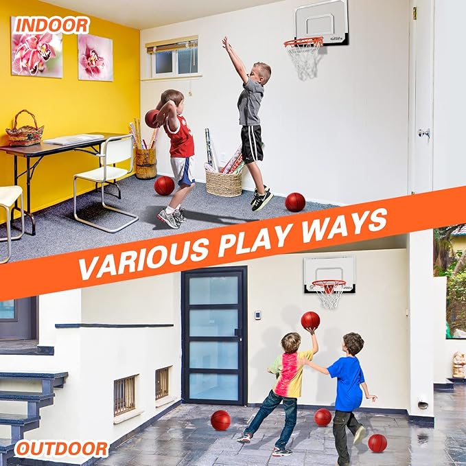Pro Room Basketball Hoop Over The Door - Wall Mounted Basketball Hoop Set with Complete Accessories - Indoor Basketball Hoop for Kids & Adults