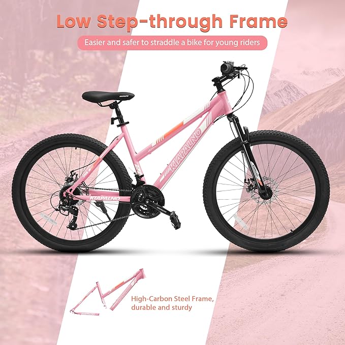 24/26/27.5 Inch Wheels Mountain Bike Shimano 21 Speeds with Mechanical Disc Brakes Aluminum/High-Carbon Steel Frame Suspension MTB Bikes Mountain Bicycle for Adult & Teenagers