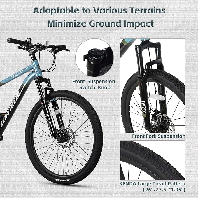 AVASTA Earth 26 27.5 inch Mountain Bike with 21-Speed,Aluminum Frame, Dual Disc Brake, Comfortable Saddle,Multiple Colors