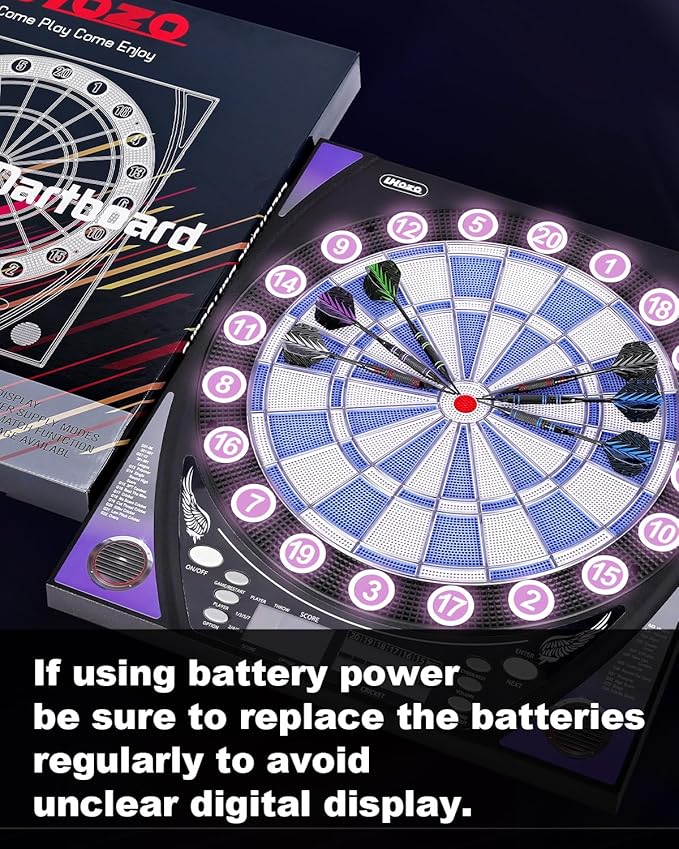 Electronic Dart Board with Bright Score Display, Multiple Games, and Durable Design-Perfect for Family Fun and Competitions-Includes Soft Tip with 12 Darts