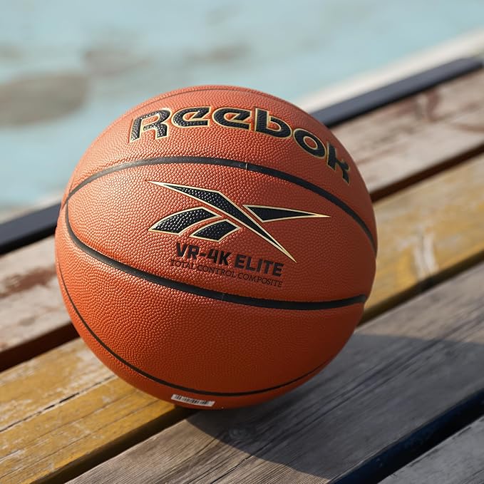 Reebok Elite Basketball, Official Size, Composite Leather, Anti-Slip Grip, Consistent Shape Retention, Includes Pump & Needle, VR-4K Series