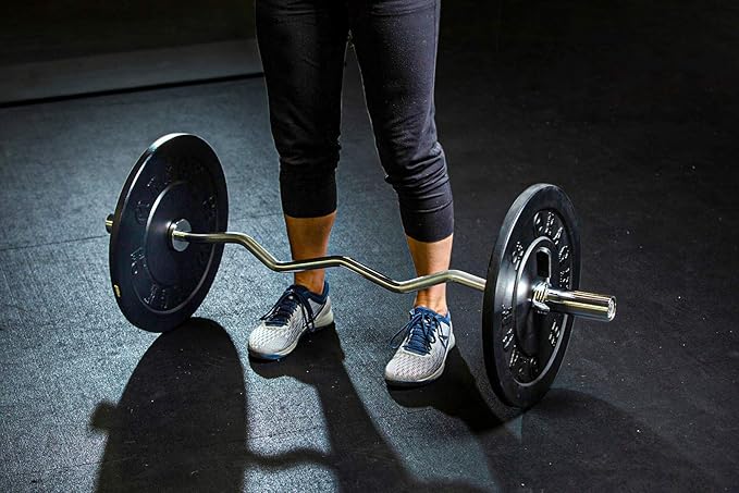 EZ Curl Bar – 47 Inch, 2 inch | 17lbs Alloy Steel with Chrome Finish & Nylon Bushings EZ Bar with 400lbs Max Capacity – Home Gym Curling Bars for Weightlifting & Other Upper & Lower Body Movements