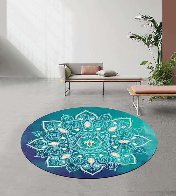 Pilates Mat Round Oversize Yoga Mat Suede Rubber Non-Slip Dia 140cm Exercise Mat Meditation Mat Workout Mat for Home Outdoor