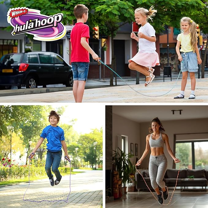 Wham-O Hula Hoop Jump Rope, 7 Feet Skipping Rope with Spiral Handles, for Indoor Outdoor Fitness Exercise Weight Loss