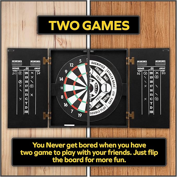 THOUSAND OAKS BARREL CO. | Personalized Dartboard & Cabinet Set with 6 Steel Tip Darts