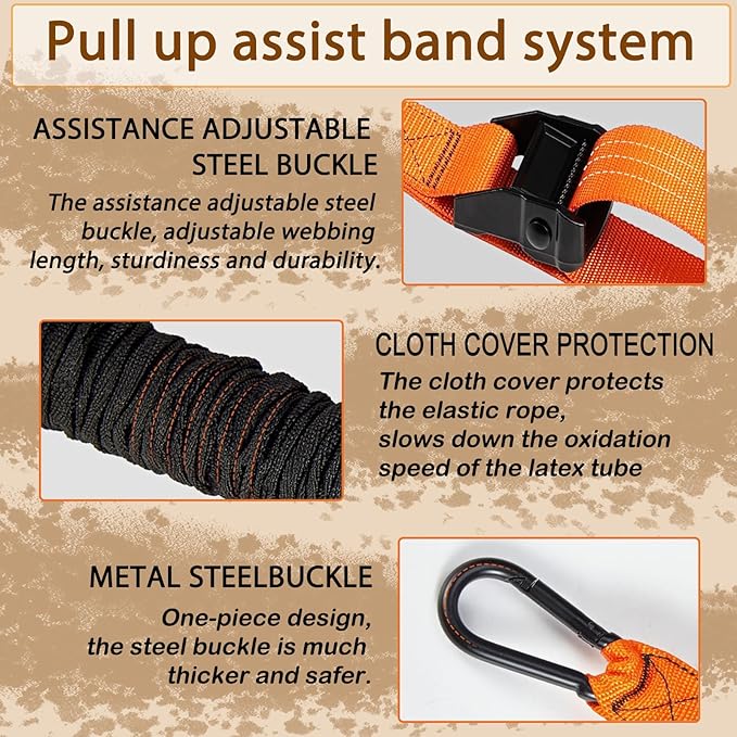 Pull Up Assistance Bands, Heavy Duty Resistance Bands for Pull Up Bar, Adjustable Weight/Size with Fabric Feet/Knee Rest, Bands for Pull Up Assist for Strength Training