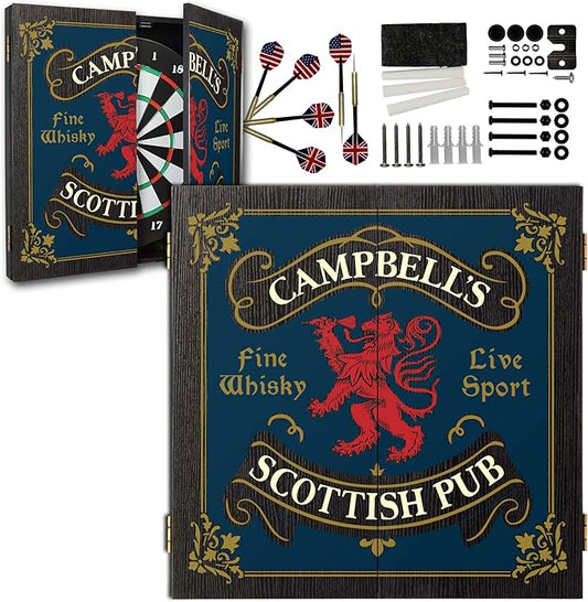 THOUSAND OAKS BARREL CO. | Personalized Dartboard & Cabinet Set with 6 Steel Tip Darts