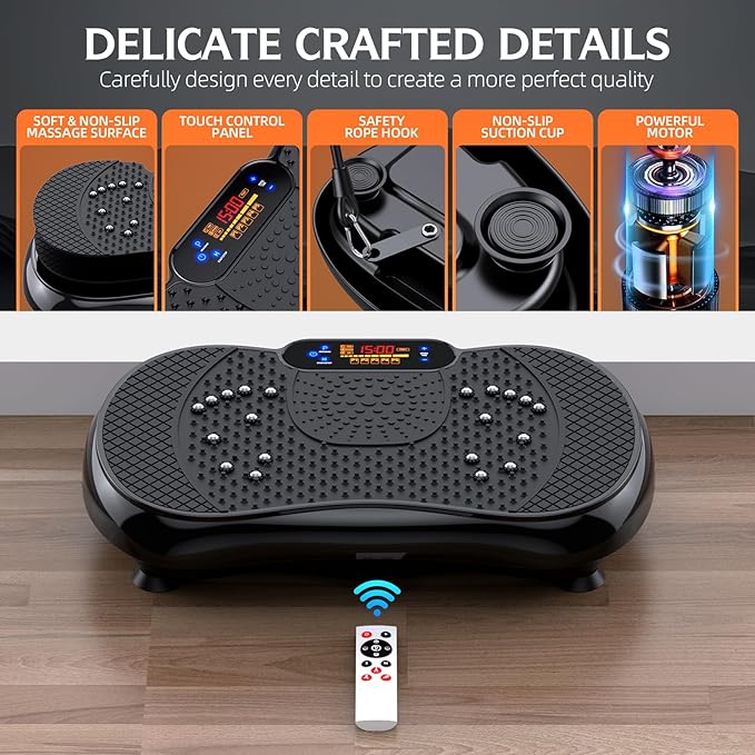 Vibration Plate Exercise Machine, Lymphatic Drainage Machine for Weight Loss, Full Body Workout Vibrate Fitness Platform, Helps Toning Shaping Wellness Home Gyms Workout - Max User Weight 330lbs