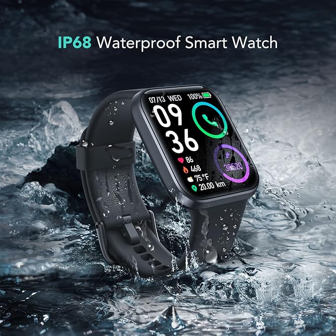SKG Smart Watch for Men Women Android iPhone with Alexa Built-in & Bluetooth Call(Answer/Make Call) 1.69" Fitness Tracker with IP68 Waterproof, 60+ Sports, Heart Rate SpO2 Monitor, V7 Pro