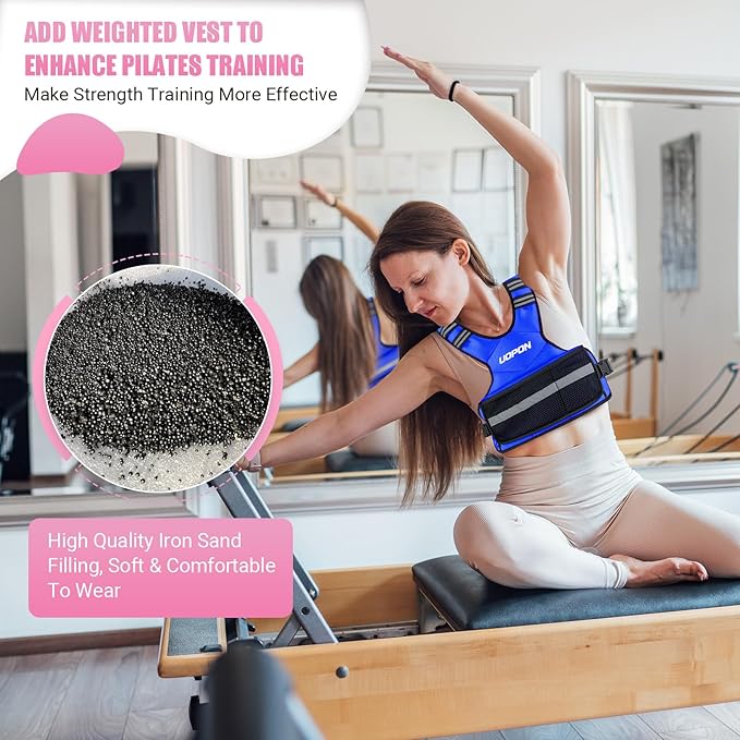 Adjustable Weighted Vest for Women, 6-12 Lbs Rucking Vest with 6 Ironsand Weights, Great Weighted Vest with Plus Pockets & Reflective Strips for Running, Walking, Workout and Strength Training