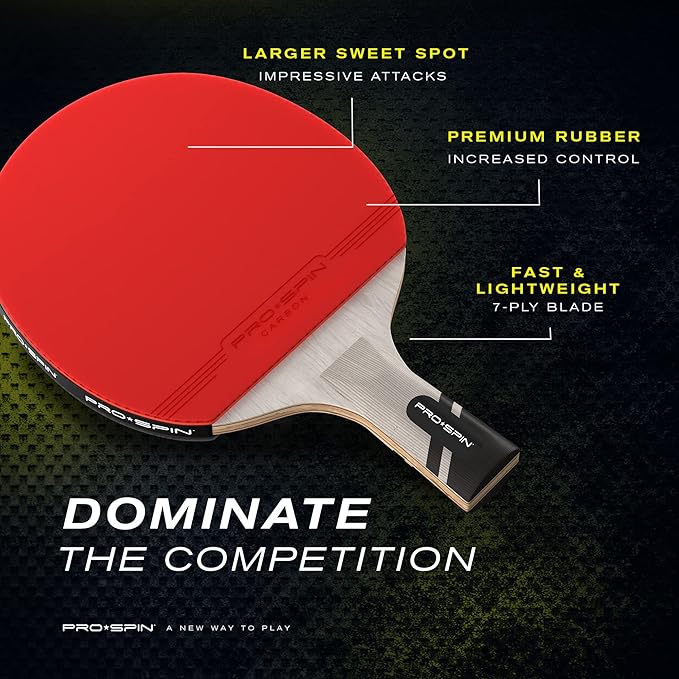 PRO SPIN Carbon Ping Pong Paddles - Penhold Short Grip, Premium Table Tennis Rackets with Carbon Fiber | Professional-Level 7-Ply Blade, Premium Rubber, 2.0mm Sponge | Rubber Protector Case