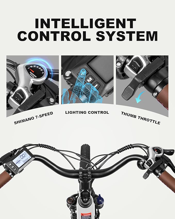 Cores Electric Bike for Adults, 26" Electric Commuter Bike with 1200W Peak Motor, 28MPH 70 Miles Max, 48V 576Wh Removable Battery, 7-Speed City Cruiser Mountain E Bike for Commuting