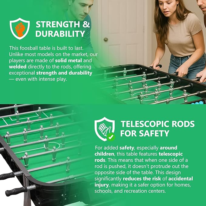 Outdoor Foosball Table Adult Size - Game Tables for Adults with Balls & Players - Soccer Table Game for Indoor Use - Weatherproof Perfect for Tournaments