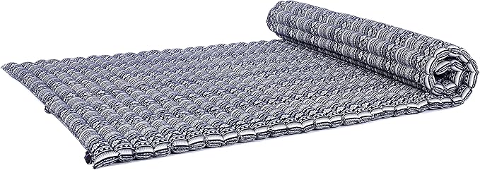 Leewadee - Kapok Roll Mat – Handcrafted Folding Sleep & Relaxation Mattress from Thailand, Ideal as Guest Bed, Camping Mat, Yoga Mat or Traditional Futon, 75 x 39 inches, Blue White
