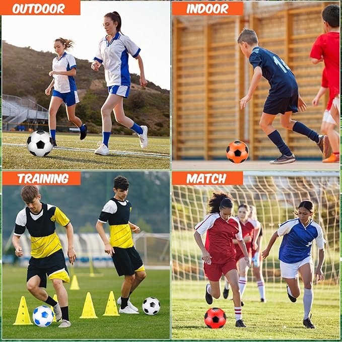 12 Pcs Soccer Balls for Teen Adult Bulk Deflated Soccer Ball with Pump Size 5 Indoor Outdoor Training Practice for School Sports Game Birthday Gifts Party Back to School