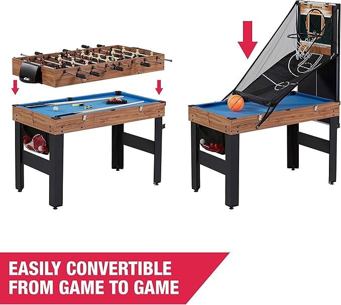 MD Sports Combination Games Multiple Styles Arcade Collection, Billiards, Ping Pong, Hockey, Basketball and Foosball Combination Kit Comes with All The Basics