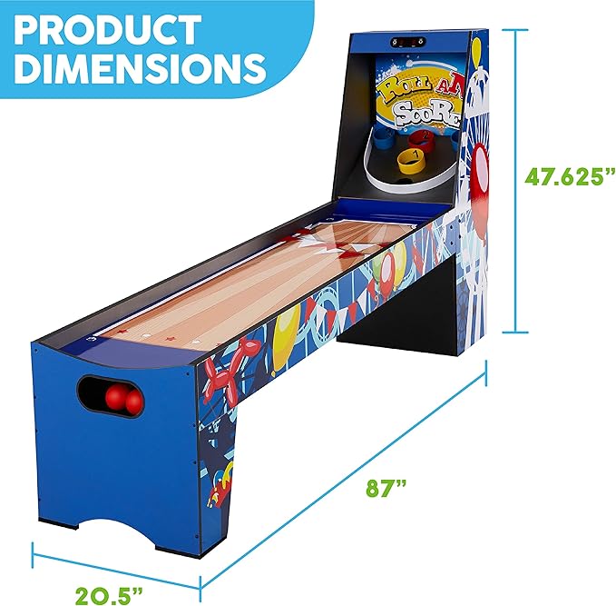 MD Sports Roll & Score Arcade Game, 87" Durable Electronic Scoring with Sound Effects and Game Balls, Perfect for Family Game Rooms