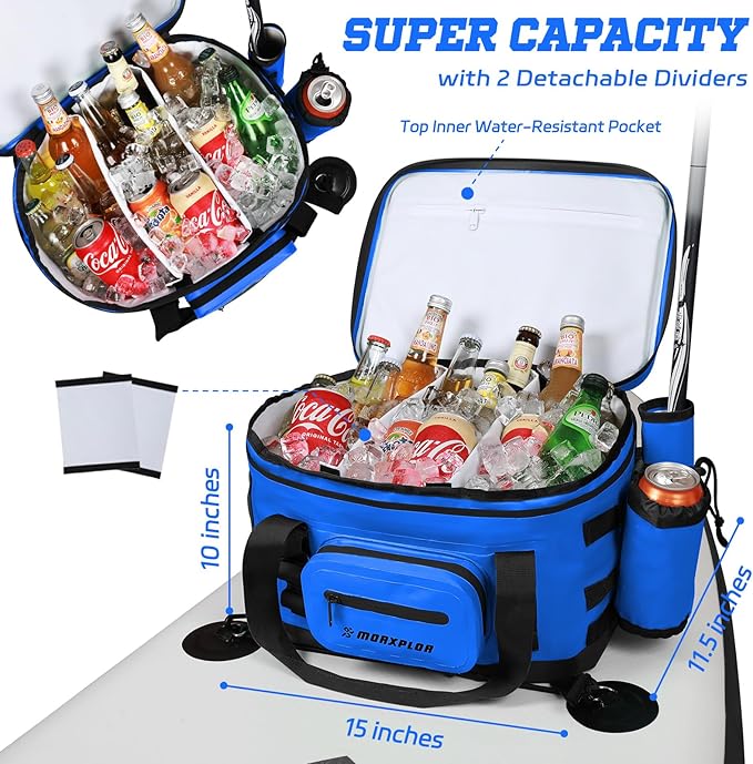 Waterproof Shell 24 cans Paddle Board Cooler Bag, Sup Deck,Kayak Cooler Bag Accessories