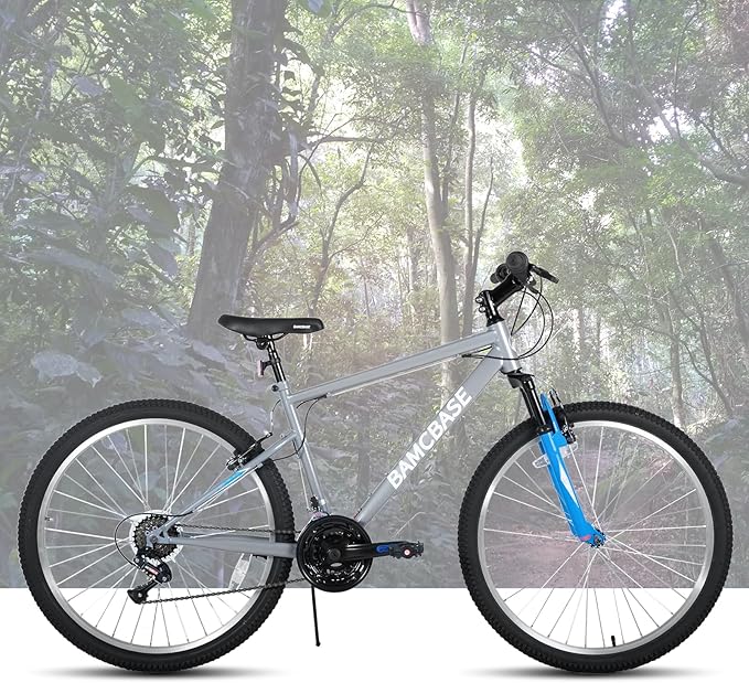 HILAND 26 27 Inch Mountain Bike, Mens Womens MTB with 18 Speeds, High-Tensile Steel Frame, V Brake, Hardtail Bicycle for Adults