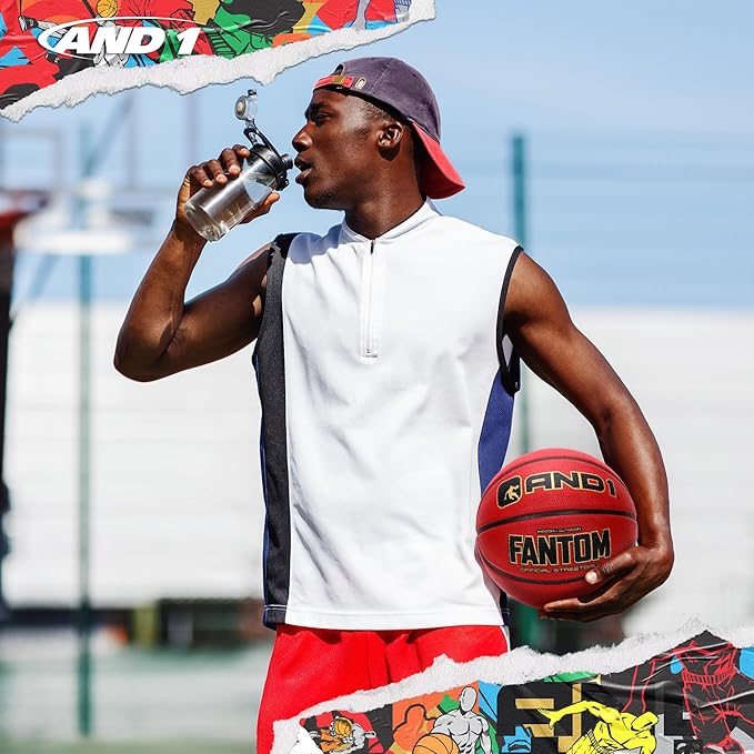 AND1 Fantom Rubber Basketball: Official Regulation Size 7 (29.5 inches) Rubber Basketball - Deep Channel Construction Streetball, Made for Indoor Outdoor Basketball Games