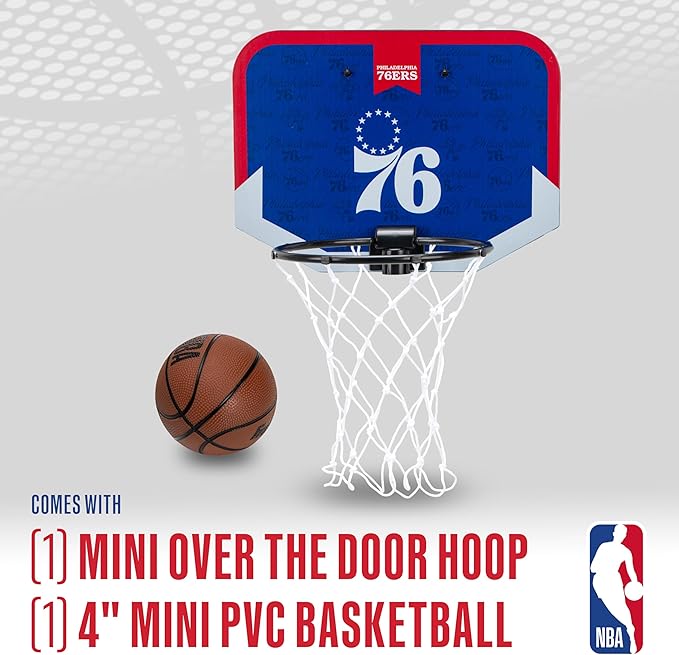 Franklin Sports NBA Team Over The Door Basketball Hoop - Kids Indoor Mini Basketball Hoop with Basketball - NBA Fan Shop Mini Hoop for Bedroom & Office