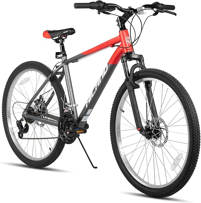 HILAND 26 27.5 inch Mountain Bike 18 Speeds, Suspension Fork, Aluminum Frame Disc-Brake for Men Women Mens MTB Bicycle Adlut Bike