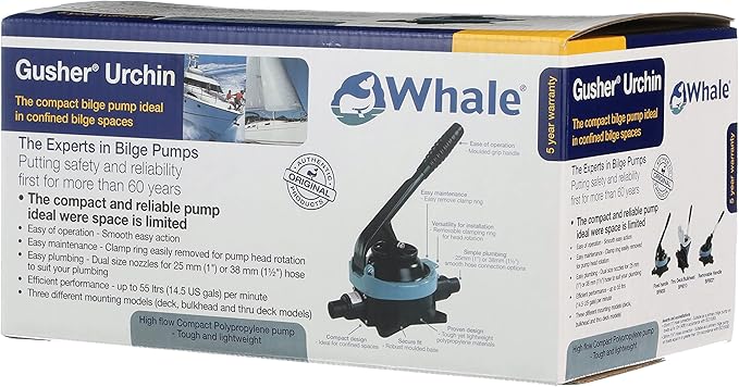 Whale Gusher Urchin Manual Bilge Pump - up to 14.5 GPM Flow Rate - for Boats up to 40 Feet