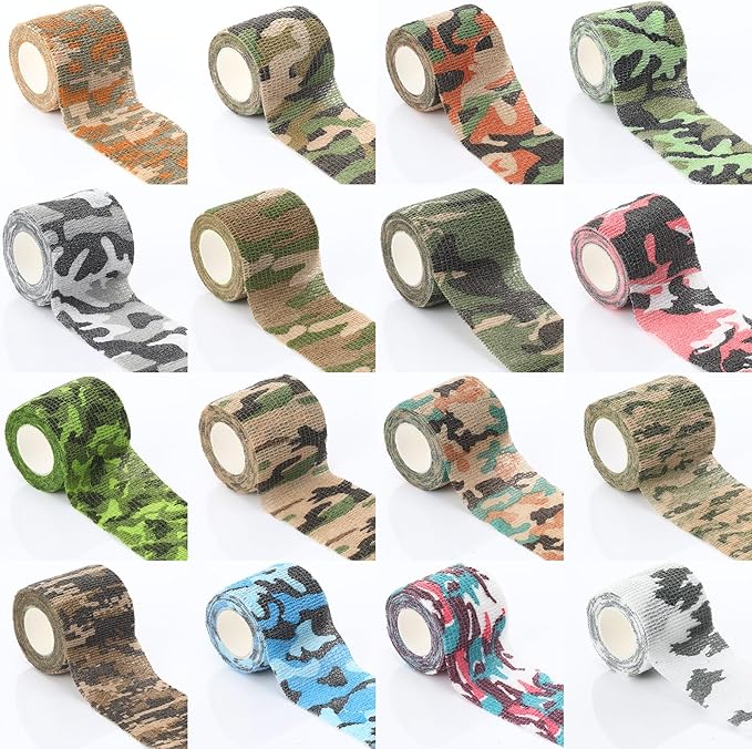 Treela 48 Pack Self Adhesive Wrap Bandage Bulk, 2 Inches x 5 Yards Self Adherent Cohesive Bandage Elastic Athletic Tape Breathable Wound Tape for Stretch Athletic Sports Wrist Ankle(Multi Camo)