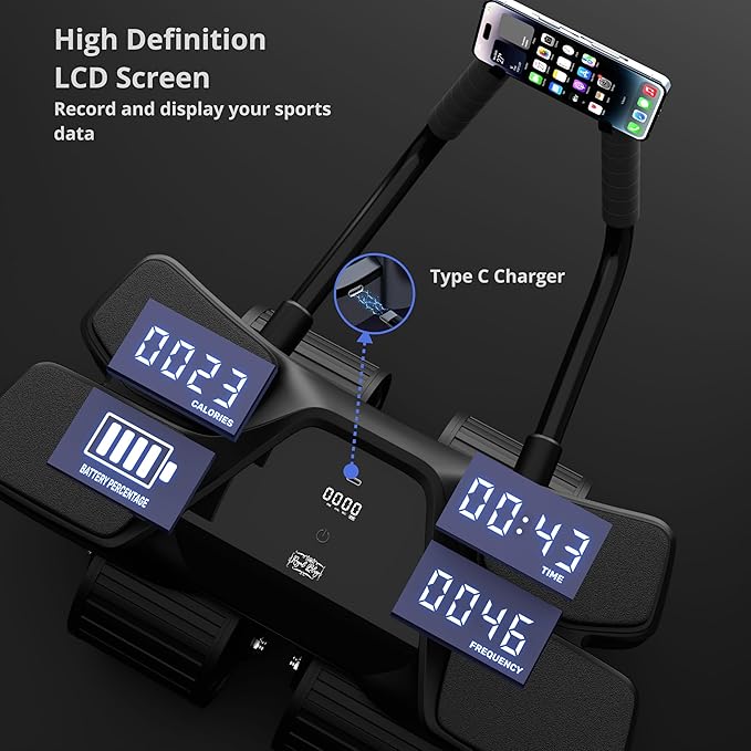 2025 New 4-Wheel Abdominal Roller with Elbow Support : Latest Upgraded High-Performance Exercise Machine With Automatic Rebound, Multi- layered Anti-Slip Design with Calorie Counting LCD Screen