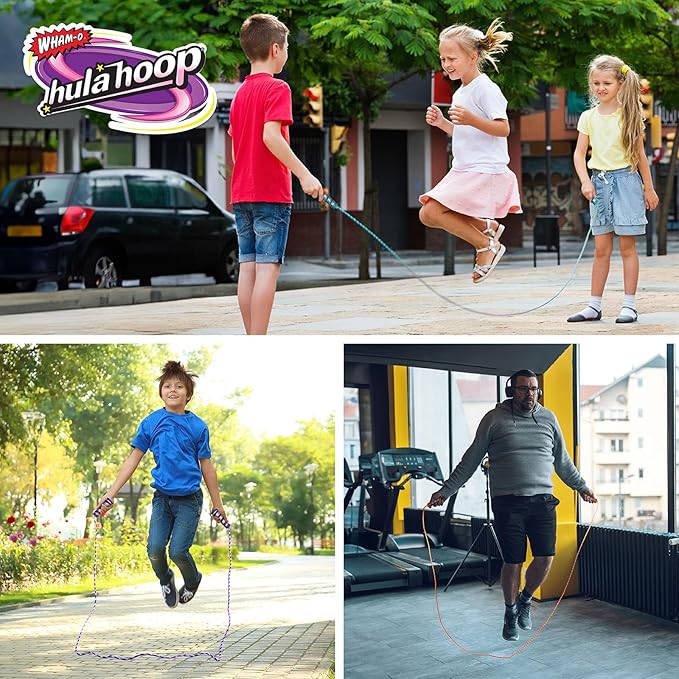Wham-O Hula Hoop Jump Rope, 7 Feet Skipping Rope with Spiral Handles, for Indoor Outdoor Fitness Exercise Weight Loss