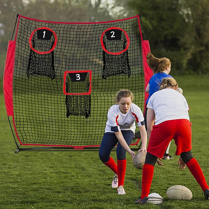 Football Nets for Throwing, Football Target Net Quarterback Throwing Net Football Target Practice Accuracy, Portable Football with 3 Throwing Targets