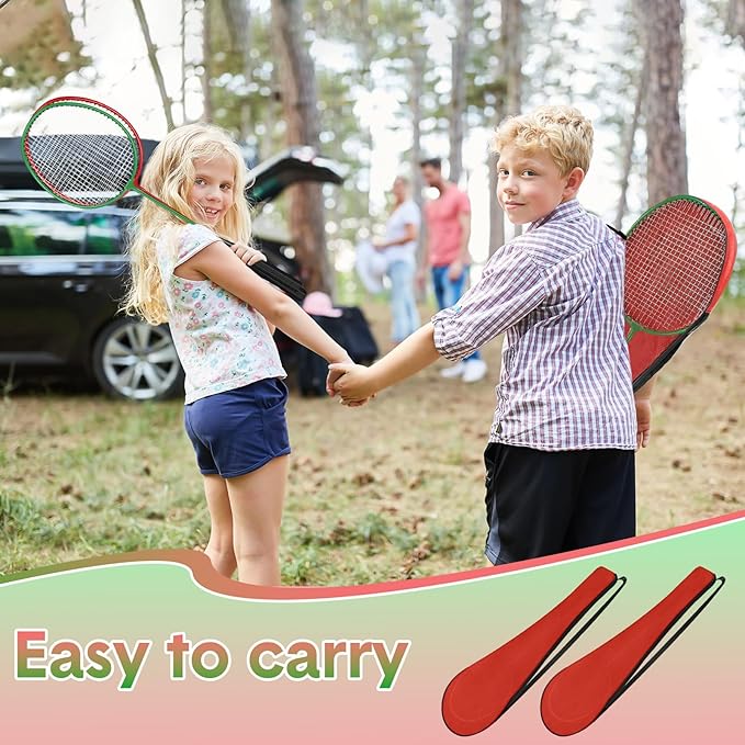 12 Pack Badminton Rackets Set Including Rackets, Nylon Shuttlecocks and Carry Bag for Outdoor Backyard Games Beginners