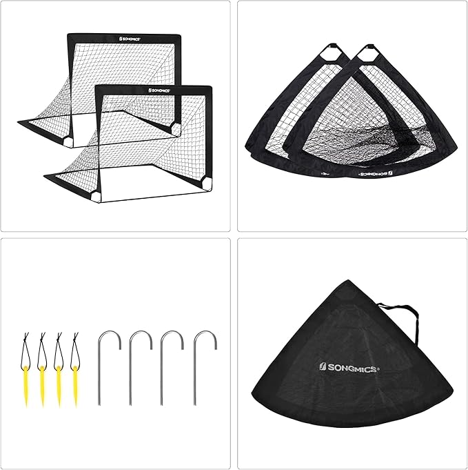 SONGMICS Kids Soccer Goals for Backyard, 4x3 ft Portable Soccer Nets Training Equipment, Toddler Soccer Goal with Carrying Bag, for Field