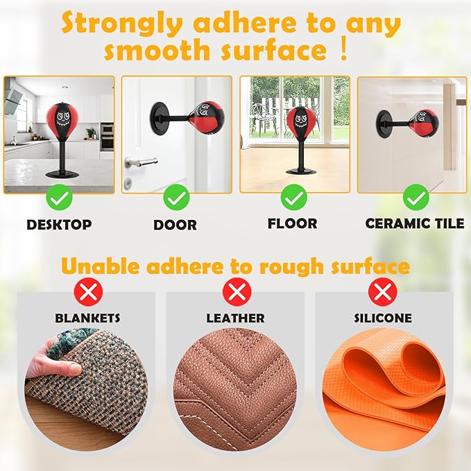 Strong Suction Desktop Punching Bag - Stress Relief Boxing Ball with Upgraded Durable Spring, Secured Office Home Desk Toy Gift for Kids, Friends, and Coworkers