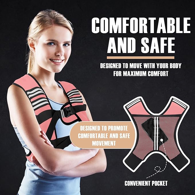Weighted Vest Men or Women - 5/10/15/20/25/30lbs Weights with Reflective Stripe, Weighted Vest for Workout Equipment for Strength Training Running - Walking Weight Loss
