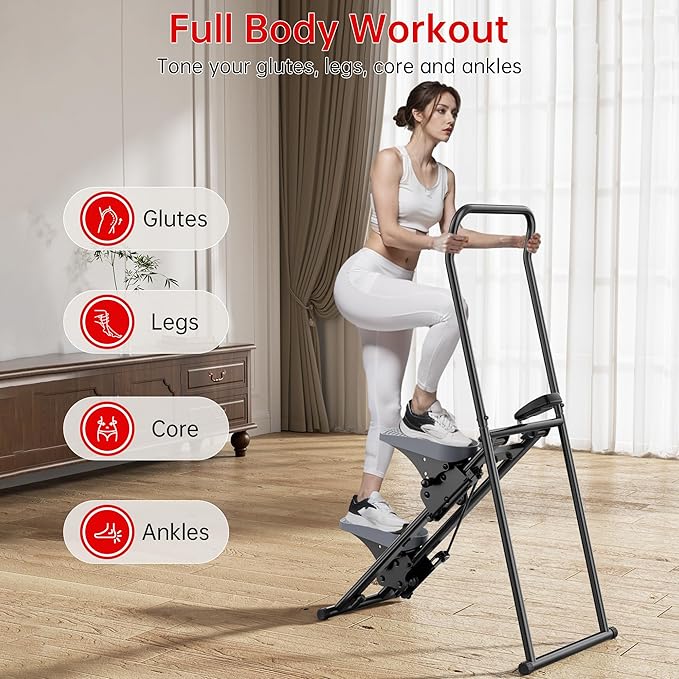 Stair Stepper Machine for Home with Device Holder & Silicone Floor Mat, Extra-Long Non-Slip Pedals Vertical Climber Exercise Machine
