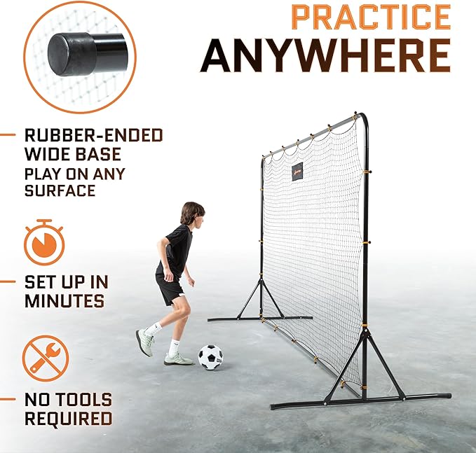 Soccer Rebounder Net 6x12 Feet Practice Soccer Training Equipment | Portable, Easy Assembly, Steel Frame | Perfect for Practicing Backyard Volley, Solo Training,Kickback, Passing, Pitchback