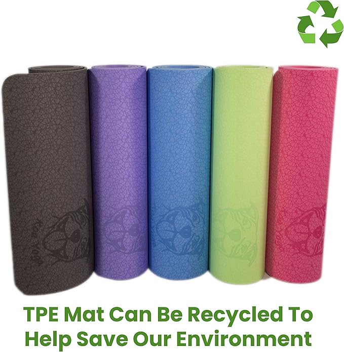 Mat-Essential Green TPE, Latex-free, Eco-friendly, Non-toxic, Non-slip, thick mat 6' x 2' x 8mm and a Donation to Charity